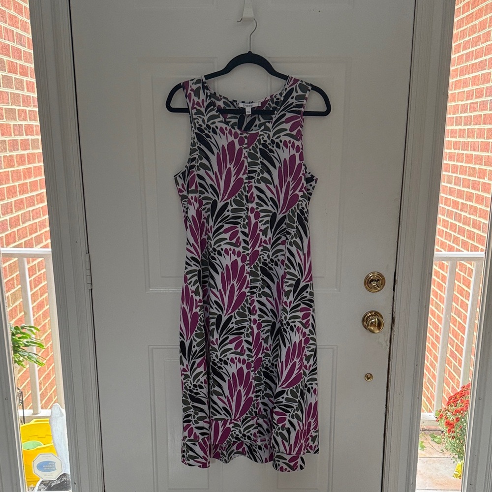 Chico's Purple and Black Floral Midi Dress